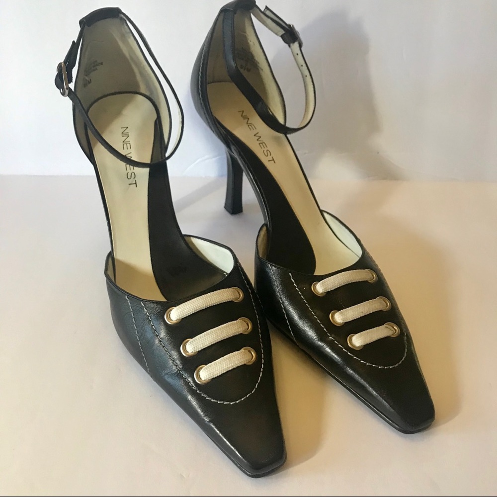 Nine West Black Lace Ankle Strap Heels